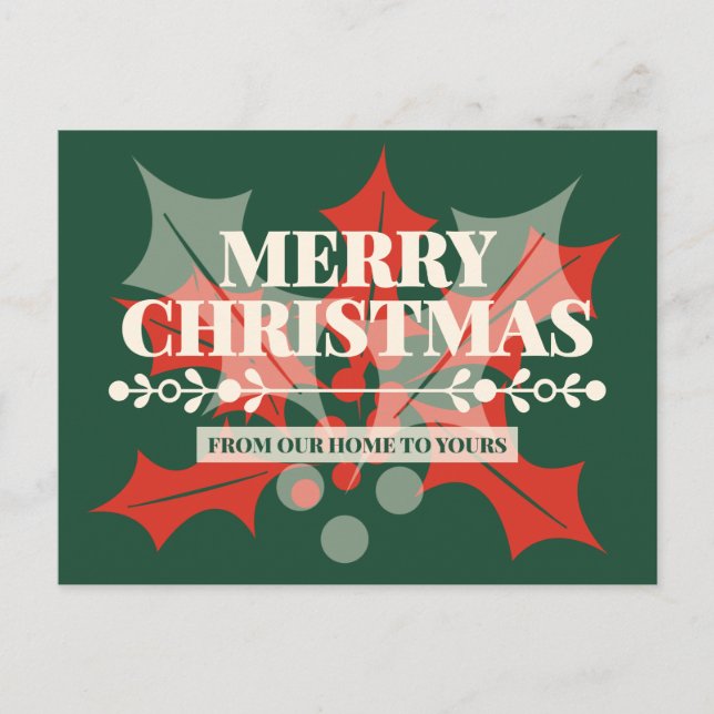 Joyeux Noël Typographie de houx Carte de vœux de v (Devant)