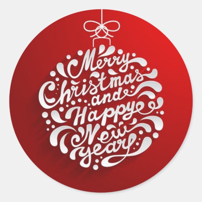 Joyeux Noël Typographie Design Sticker rond (Devant)