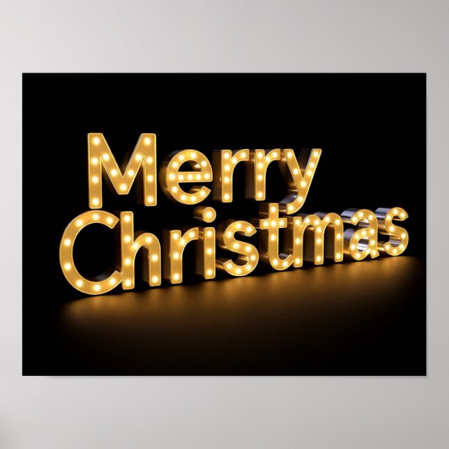 Joyeux Noël Typographie Luxueuse Affiche Papier H0 (Devant)