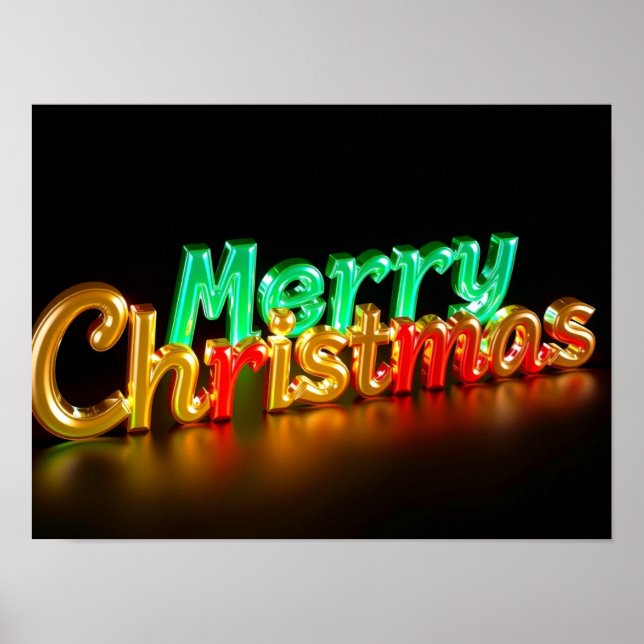Joyeux Noël Typographie Luxueuse Affiche Papier H0 (Devant)