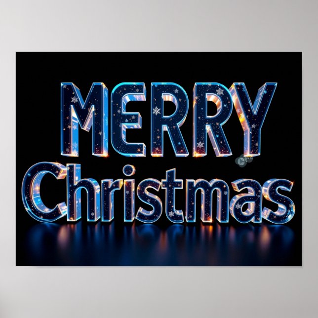 Joyeux Noël Typographie Luxueuse Affiche Papier H2 (Devant)
