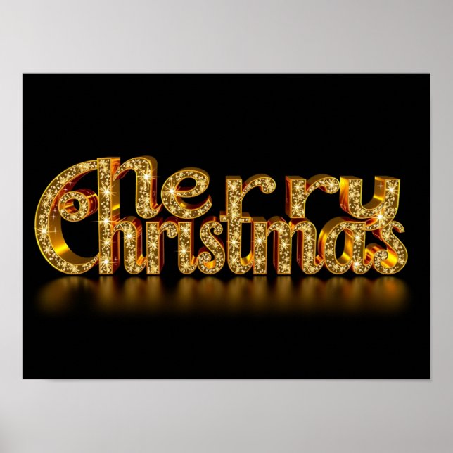 Joyeux Noël Typographie Luxueuse Affiche Papier H4 (Devant)