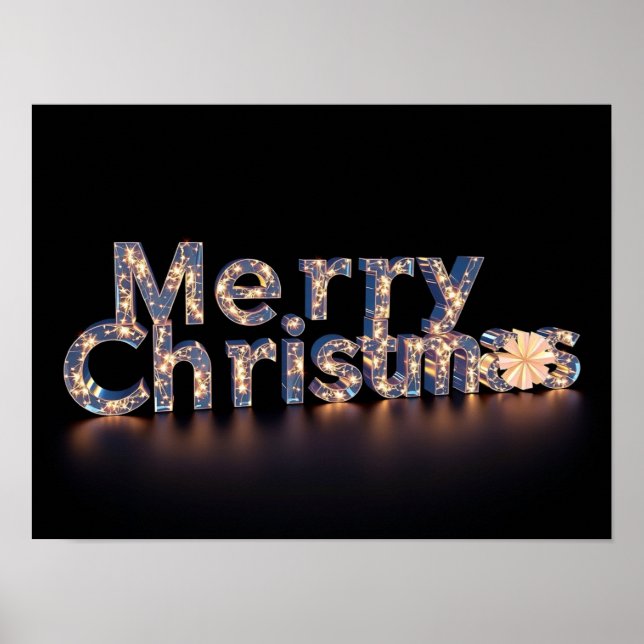 Joyeux Noël Typographie Luxueuse Affiche Papier H4 (Devant)
