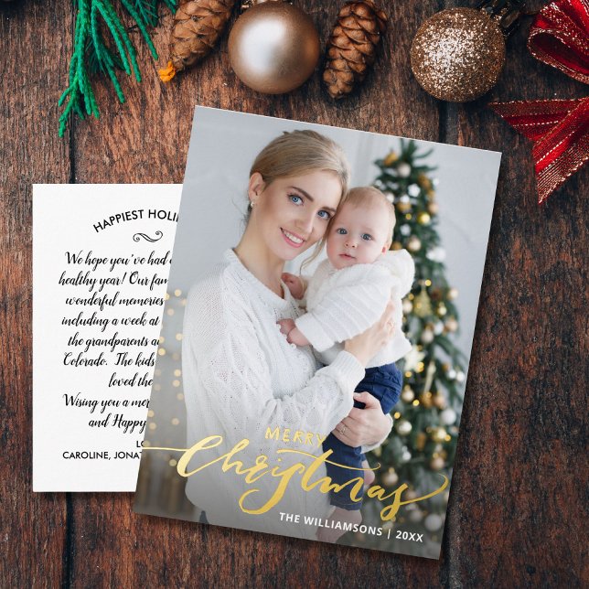 Joyeux Noël Une Photo de Vacances Verticale en Or (Créateur téléchargé)