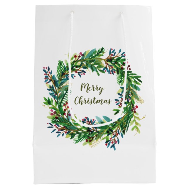 Joyeux Noël Vacances Wreath Medium Cadeau Sac cade (Dos)
