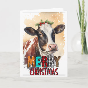 Joyeux Noël Vache Brune Sainte Carte