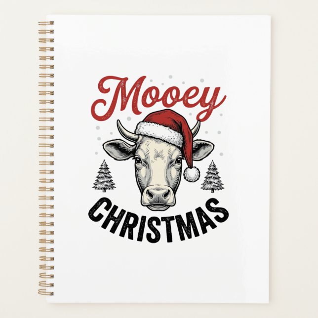 Joyeux Noël Vache Chapeau de Père Noël Gravure Vin (Devant)