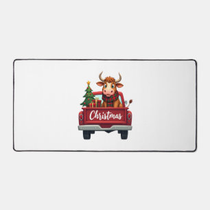 Joyeux Noël Vache Highland Sapin de Noël Rouge Tr