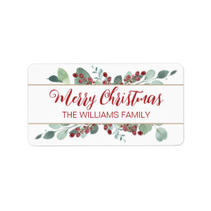Joyeux Noël vert CranBerries Étiquette d'or