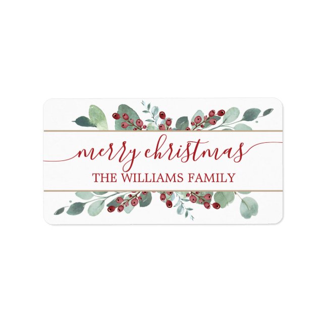 Joyeux Noël vert CranBerries Étiquette d'or (Devant)