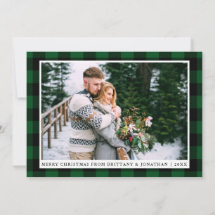 Joyeux Noël Vert Plaid Couple Carte photo