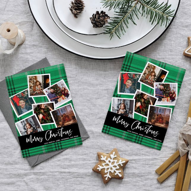 Joyeux Noël vert Plaid Multi Photo (Créateur téléchargé)