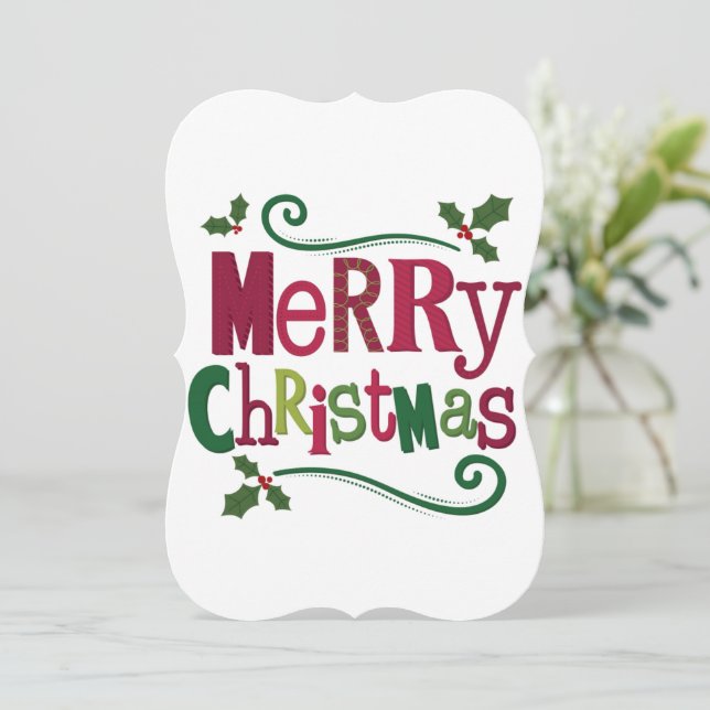 Joyeux Noël Vert Rouge Simple Carte de Noël (Debout devant)