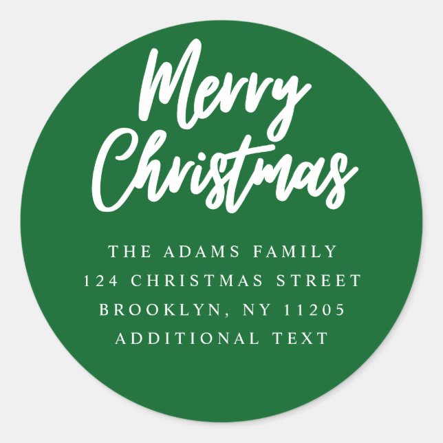 Joyeux Noël vert script Retour Adresse étiquette (Devant)