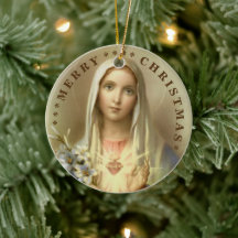 Joyeux Noël | Vierge Marie | Ornement en céramique