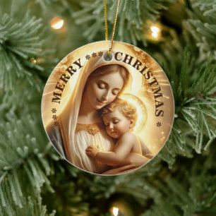 Joyeux Noël   Vierge Marie   Ornement en céramique