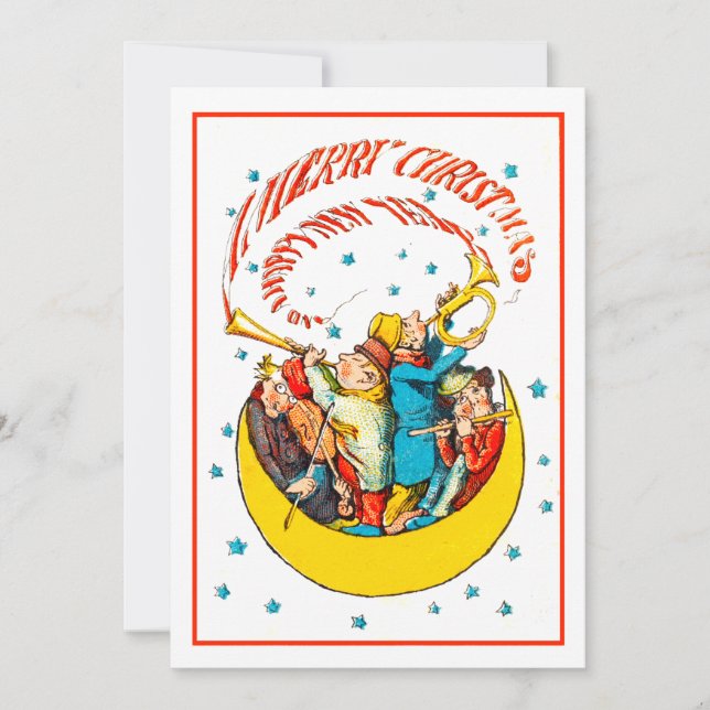 Joyeux Noël vintage Bonne année dans la lune (Devant)