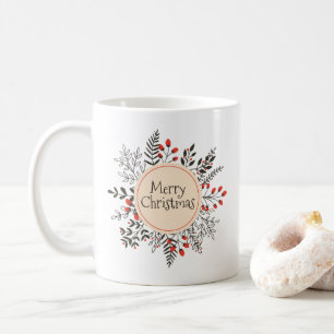 Joyeux Noël Vintage Floral  Mug classique