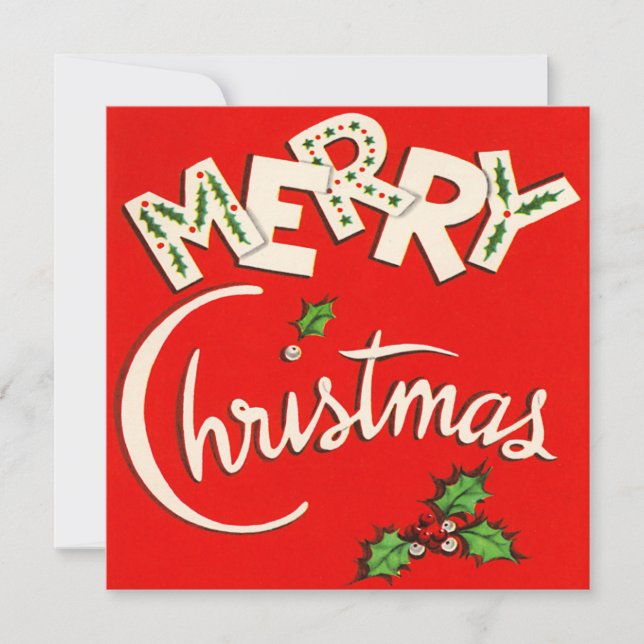 Joyeux Noël Vintage plat carte de Noël (Devant)