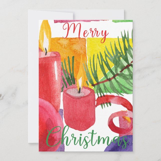 Joyeux Noël Watercolor Deco Carte de vacances (Devant)