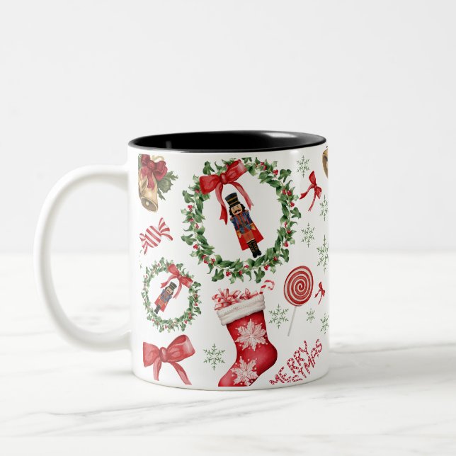 Joyeux Noël Wreath Stockage Candy Bow Mug (Gauche)