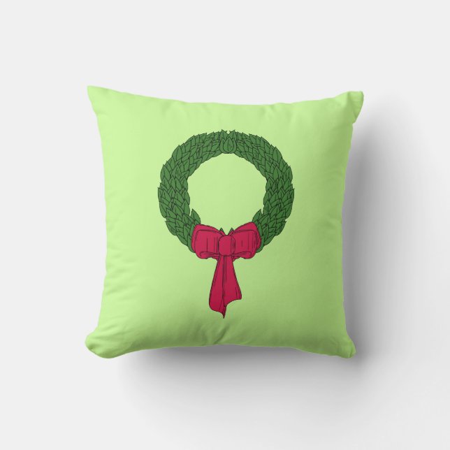 Joyeux Noël WREATH sur le coussin vert rouge dos (Recto)