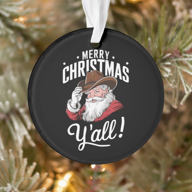 Joyeux Noël Y'all Country Cowboy Père Noël (Arbre)