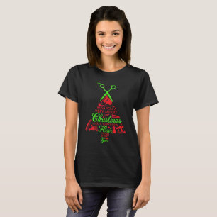 Joyeux noir de T-shirt de Noël de beauté
