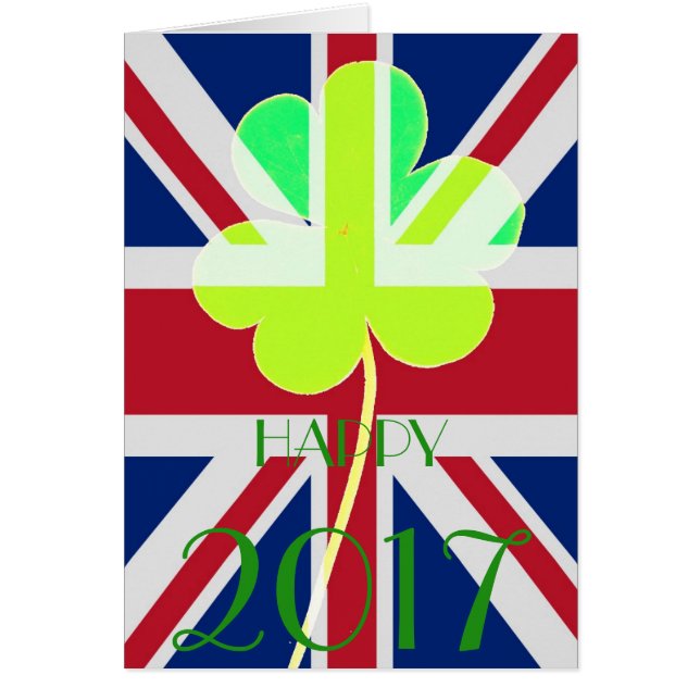 Joyeux Nouvel An 2017 Shamrock irlandais UK Drapea (Devant)