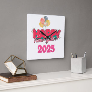 joyeux nouvel an 2025 horloge murale