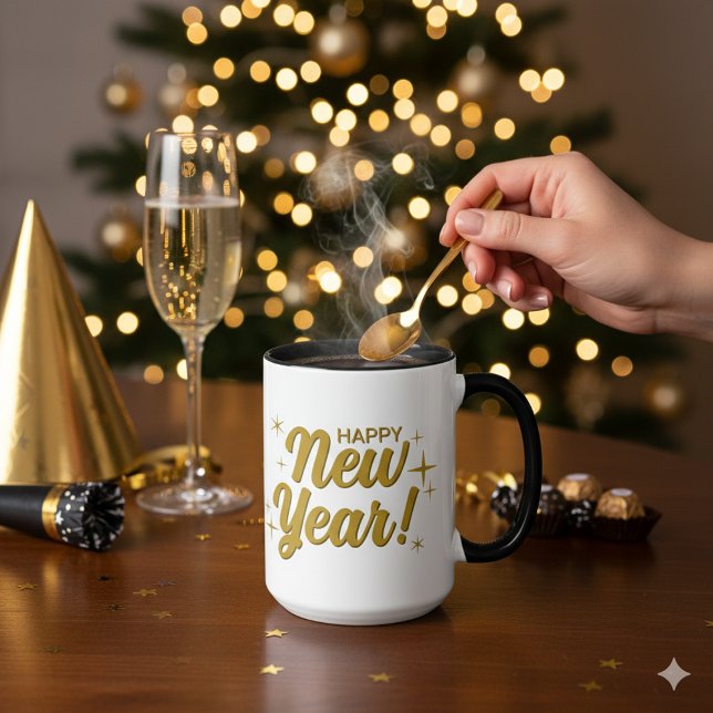 Joyeux Nouvel An 20XX Grande Mug Combo 15 oz (Happy New Year 20XX Large 15 oz Combo Mug)