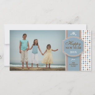 Joyeux Nouvel An Bleu Brown Blanc Carte photo amus