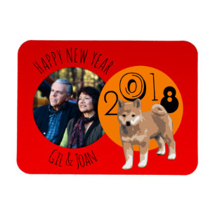 Joyeux Nouvel An Chien 2018 cadre Magnet photo