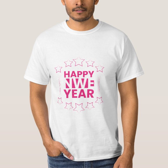 Joyeux Nouvel An Moderne Styliste T-Shirt Design (Devant)
