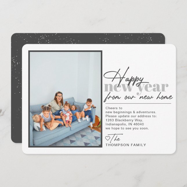 Joyeux Nouvel An Moving Faire-part Photo (Devant / Derrière)