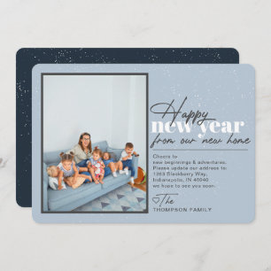 Joyeux Nouvel An Moving Faire-part Photo Bleue