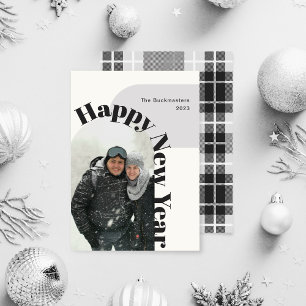 Joyeux Nouvel An Photo Arch Black Grey Carte de va