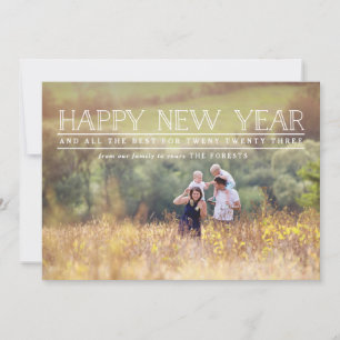 Joyeux Nouvel an photo typographie carte de vacanc