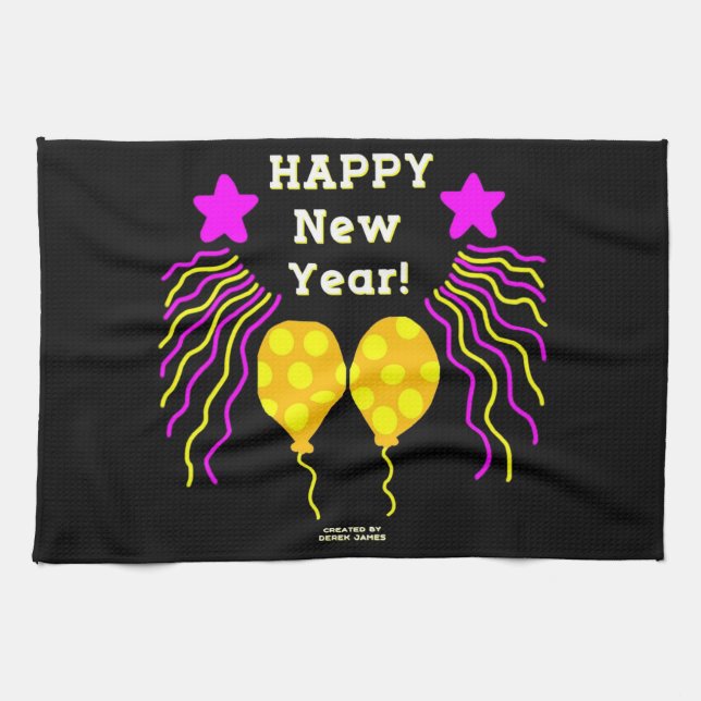 Joyeux Nouvel An Souhaite Serviette de cuisine (Horizontal)