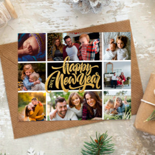 Joyeux Nouvel An Typographie Photo Collage Carte p