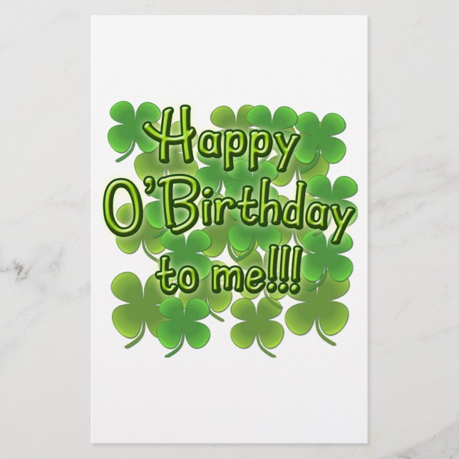 Joyeux O'Anniversaire pour moi avec des Shamrocks (Devant)