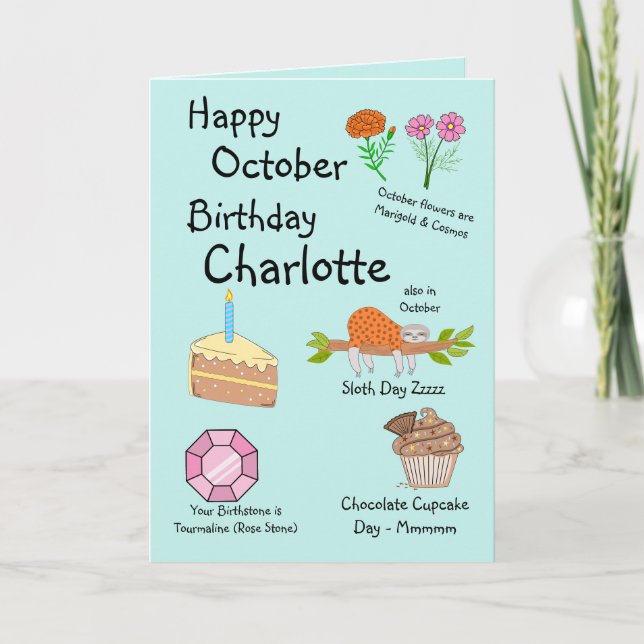 Joyeux Octobre Anniversaire Carte de voeux pliée (Devant)