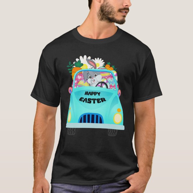 Joyeux Oeufs de Pâques Camion Bunny Hommes T-shirt (Devant)
