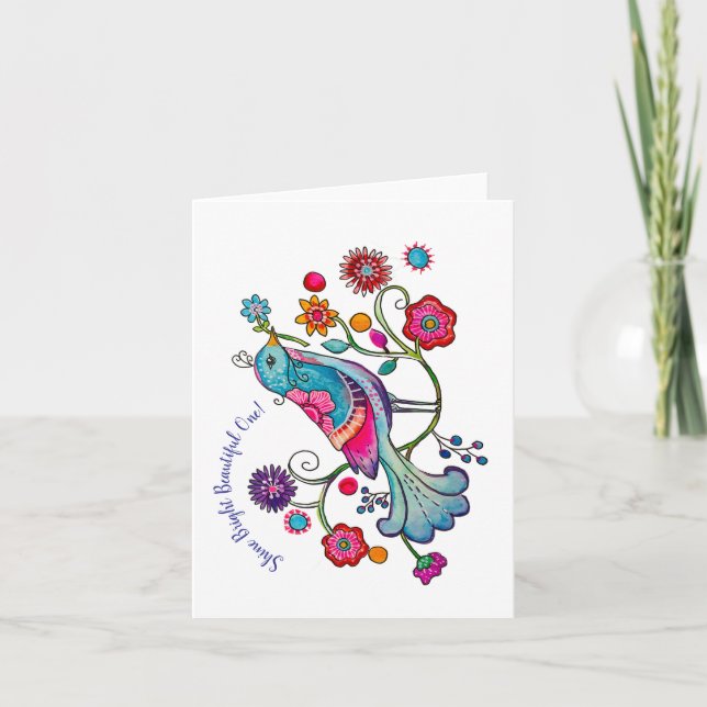 Joyeux oiseau brillant carte pour notes (Devant)
