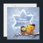 Joyeux Oiseaux de neige hivernaux d'Hanoukka<br><div class="desc">Cette conception de vacances comprend deux oiseaux assis sur une branche d'arbre chargé de neige portant un kippah et écharpe avec la neige tombant dans l'arrière - plan. Le texte "Happy Hannukah" dans la typographie blanche moderne dans l'Etoile de David. #hanoukka #chanukah #vacances #saisonnière #fête #hiver #neige #oiseaux #écharpe #kippah...</div>