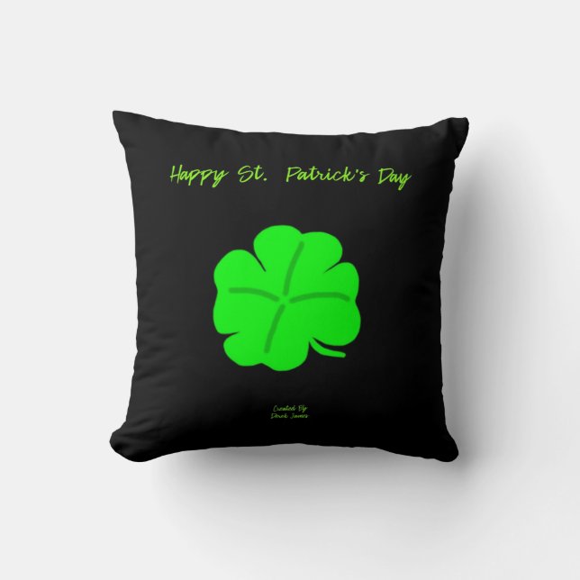Joyeux oreiller à lancer Carré de la Saint-Patrick (Recto)