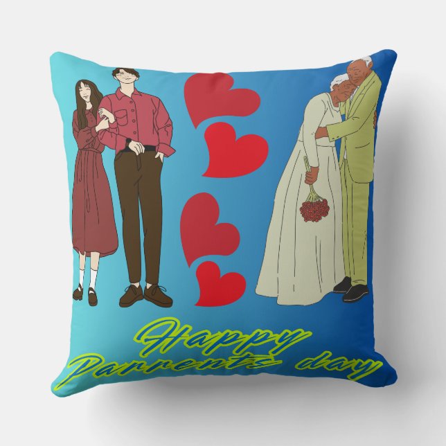 Joyeux oreiller Jour des Parents, décor Jour des P (Verso)
