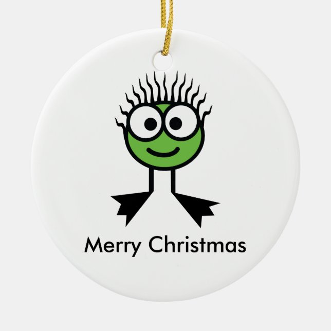 Joyeux ornement de Noël de natation - avant vert (Devant)