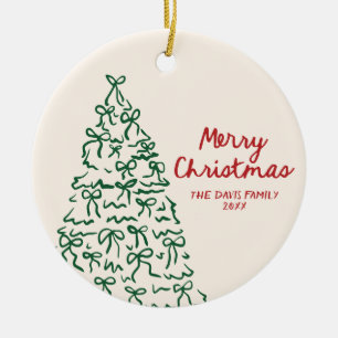 Joyeux ornement de Noël personnalisé dessiné à la