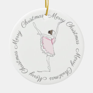Joyeux ornement de Noël rose Ballerina